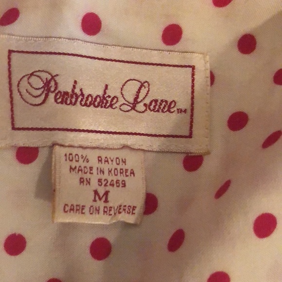90’s Vintage Pembrooke Lane Pink Polka Dot Blouse - Picture 7 of 11